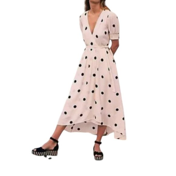 Anthropologie Maeve Breanna Polka Dot Wrap Dress I Size: 10 - Picture 2 of 12